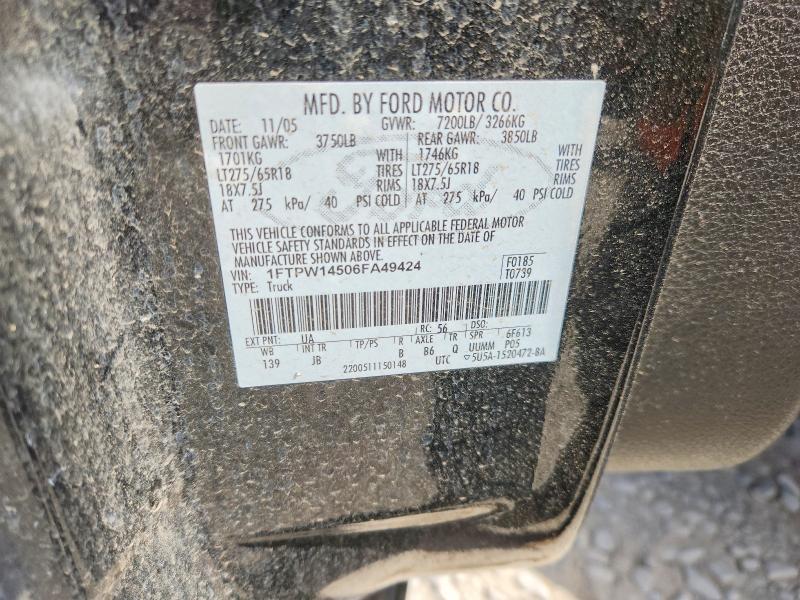 Aukcja sprzedaży 2006 Ford F150, vin: 1FTPW14506FA49424, numer aukcji: 65122966
