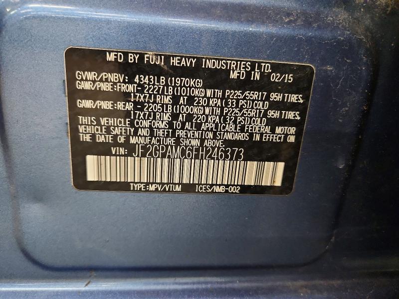 Aukcja sprzedaży 2015 Subaru Xv Crosstrek, vin: JF2GPAMC6FH246373, numer aukcji: 66924076