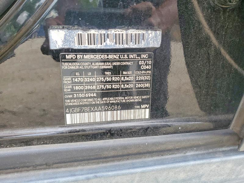 63506596 :رقم المزاد ، 4JGBF7BEXAA596086 vin ، 2010 Mercedes-benz Gl مزاد بيع