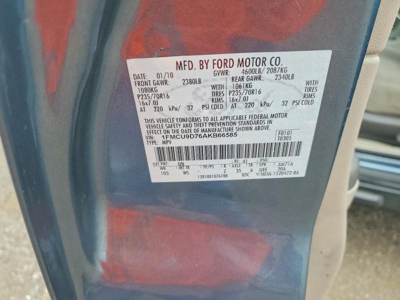 2010 Ford Escape მანქანა იყიდება აუქციონზე, vin: 1FMCU9D76AKB66585, აუქციონის ნომერი: 65596186