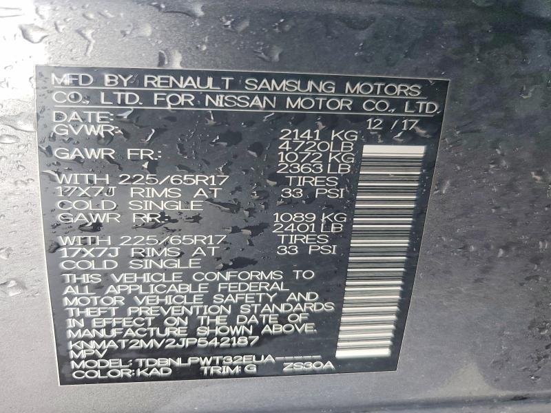 Aukcja sprzedaży 2018 Nissan Rogue, vin: KNMAT2MV2JP542187, numer aukcji: 65516976