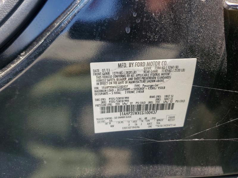 Продаж на аукціоні авто 2012 Ford Taurus, vin: 1FAHP2EWXCG100437, номер лоту: 64420516