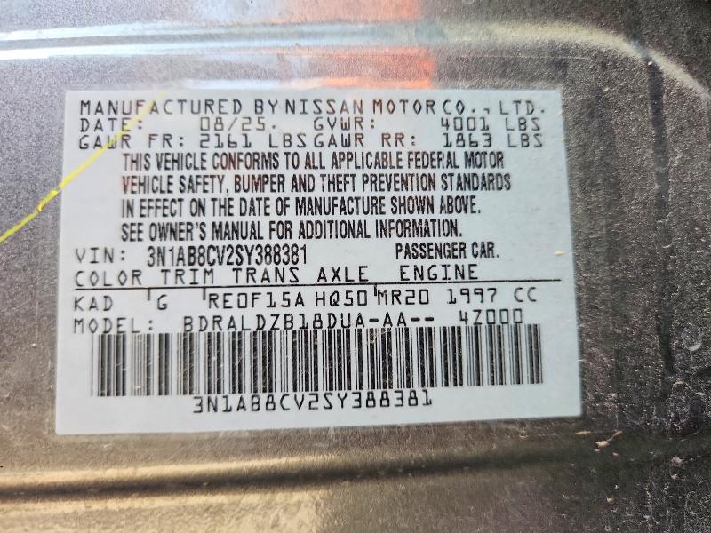 Aukcja sprzedaży 2025 Nissan Sentra, vin: 3N1AB8CV2SY388381, numer aukcji: 63607276