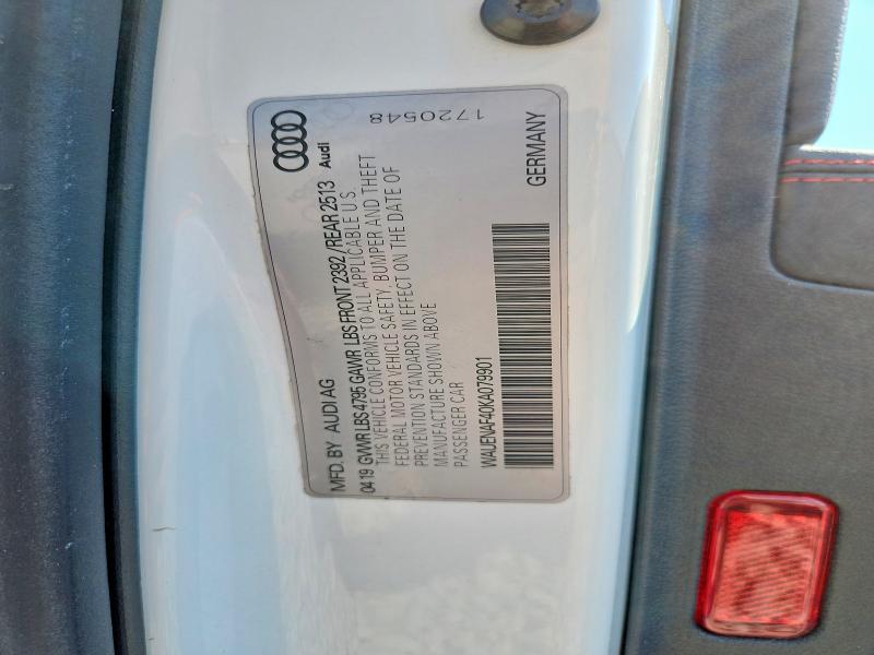 63750626 :رقم المزاد ، WAUENAF40KA079901 vin ، 2019 Audi A4 مزاد بيع