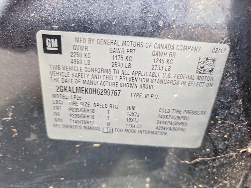 Aukcja sprzedaży 2017 Gmc Terrain, vin: 2GKALMEK0H6299767, numer aukcji: 67021026