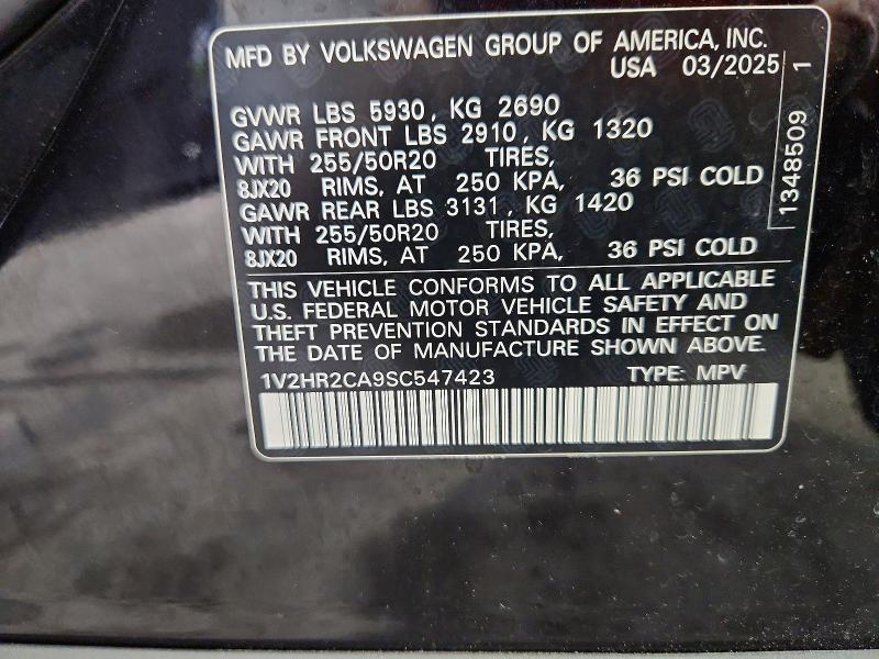 Aukcja sprzedaży 2025 Volkswagen Atlas, vin: 1V2HR2CA9SC547423, numer aukcji: 65457766
