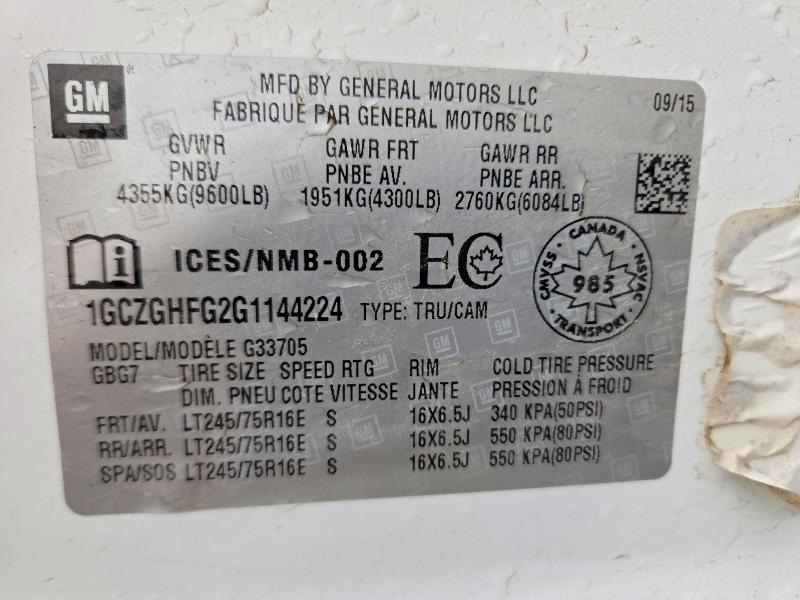 65393836 :رقم المزاد ، 1GCZGHFG2G1144224 vin ، 2016 Chevrolet Express G3500 مزاد بيع
