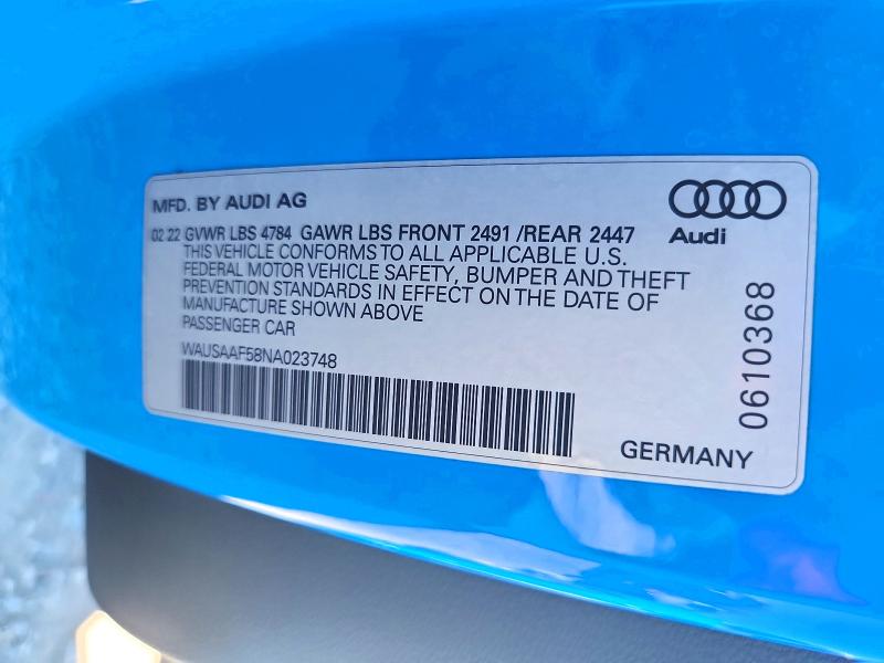 Продаж на аукціоні авто 2022 Audi A5, vin: WAUSAAF58NA023748, номер лоту: 63527616