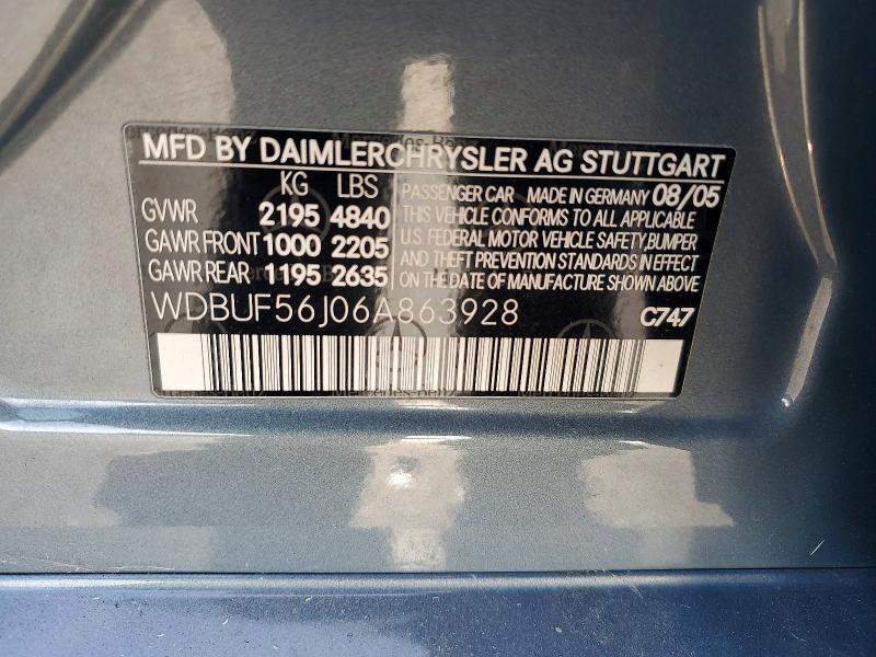 63803276 :رقم المزاد ، WDBUF56J06A863928 vin ، 2006 Mercedes-benz E مزاد بيع