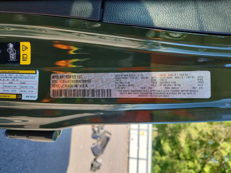 Aukcja sprzedaży 2021 Jeep Wrangler Unlimited, vin: 1C4HJXDNXMW739197, numer aukcji: 65492546