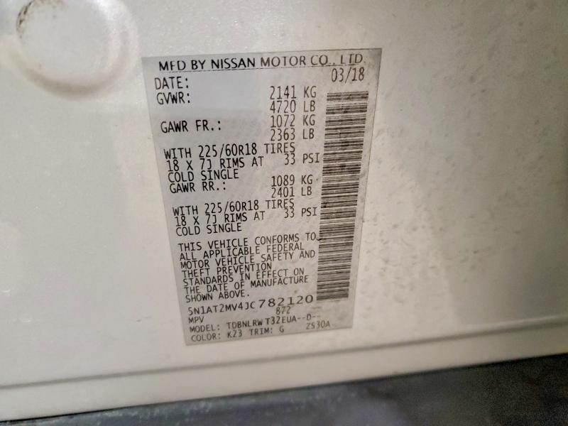 Aukcja sprzedaży 2018 Nissan Rogue, vin: 5N1AT2MV4JC782120, numer aukcji: 65122226
