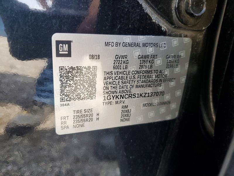 2019 Cadillac Xt5 მანქანა იყიდება აუქციონზე, vin: 1GYKNCRS1KZ137070, აუქციონის ნომერი: 65498616