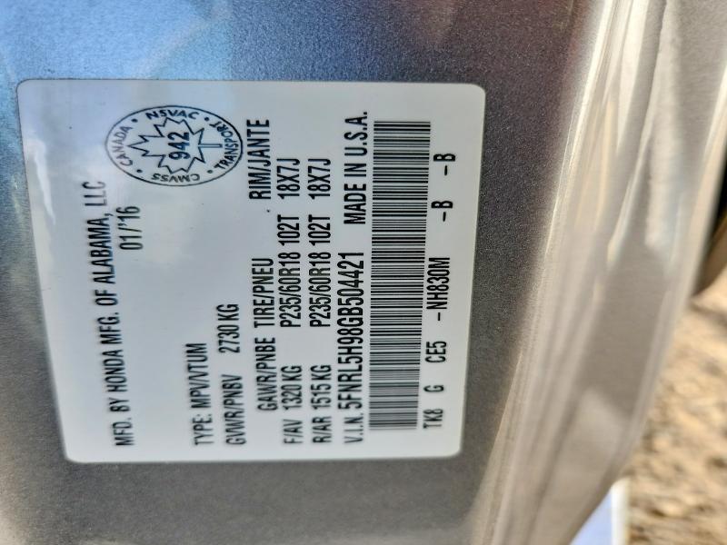 64899466 :رقم المزاد ، 5FNRL5H98GB504421 vin ، 2016 Honda Odyssey مزاد بيع