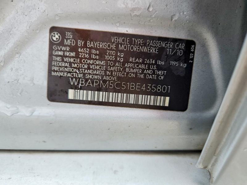 63350266 :رقم المزاد ، WBAPM5C51BE435801 vin ، 2011 Bmw 335 مزاد بيع