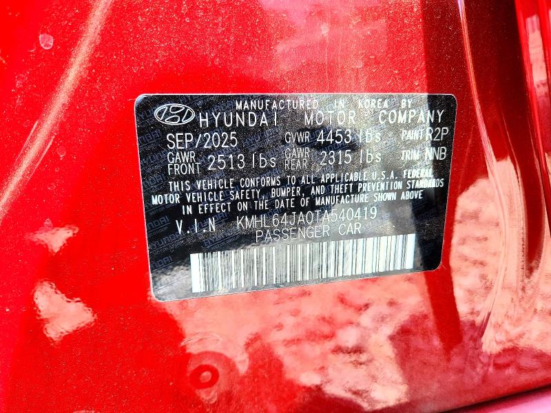 2026 Hyundai Sonata მანქანა იყიდება აუქციონზე, vin: KMHL64JA0TA540419, აუქციონის ნომერი: 63673016