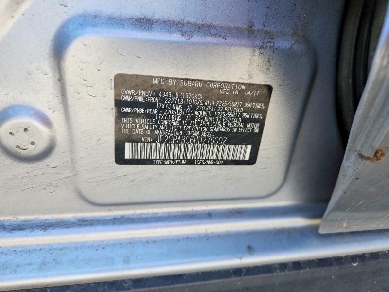 2017 Subaru Crosstrek მანქანა იყიდება აუქციონზე, vin: JF2GPABC6HH270002, აუქციონის ნომერი: 63686116