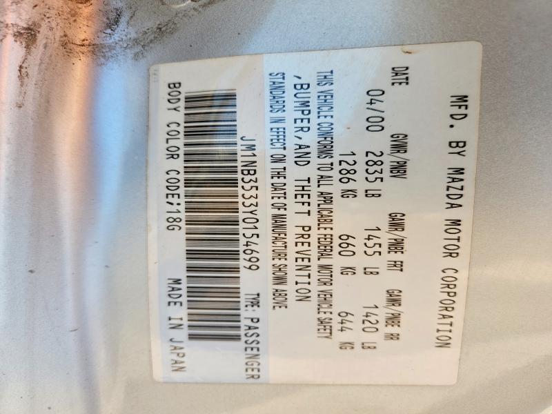 63772896 :رقم المزاد ، JM1NB3533Y0154699 vin ، 2000 Mazda Mx-5 Miata مزاد بيع