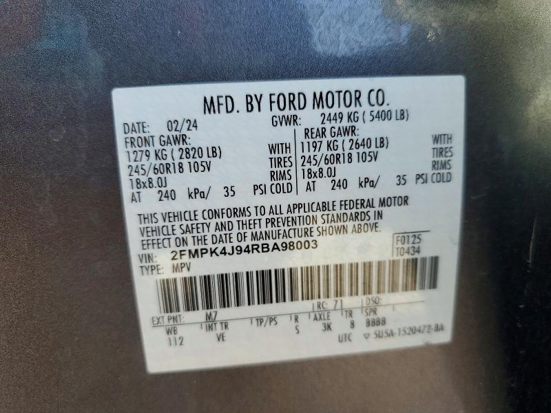 2024 Ford Edge მანქანა იყიდება აუქციონზე, vin: 2FMPK4J94RBA98003, აუქციონის ნომერი: 66614726