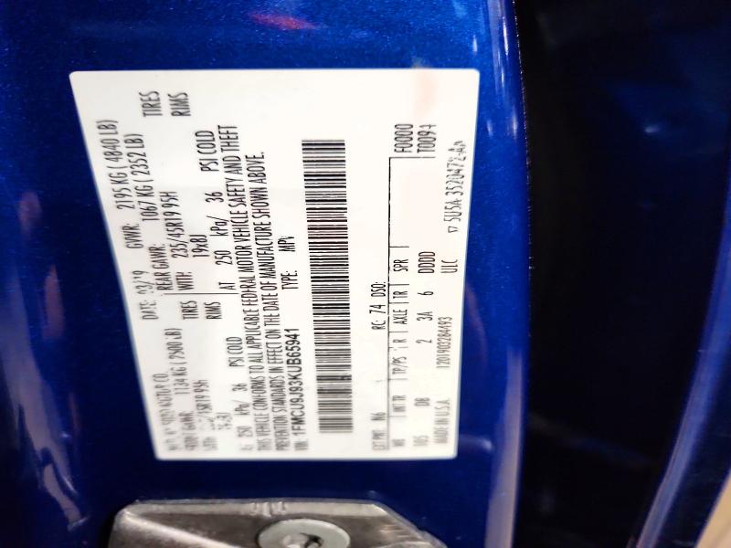 66843476 :رقم المزاد ، 1FMCU9J93KUB65941 vin ، 2019 Ford Escape مزاد بيع