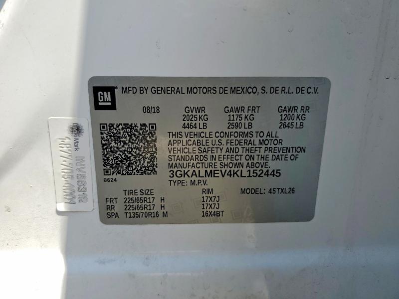 Aukcja sprzedaży 2019 Gmc Terrain, vin: 3GKALMEV4KL152445, numer aukcji: 64503336