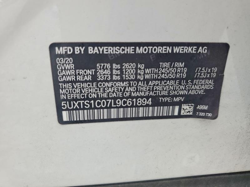 Aukcja sprzedaży 2020 Bmw X3, vin: 5UXTS1C07L9C61894, numer aukcji: 66053546