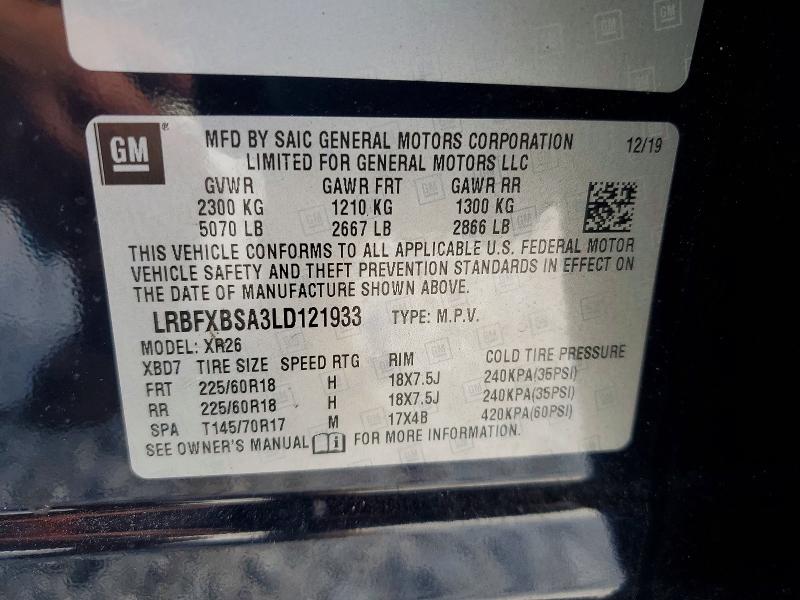 Aukcja sprzedaży 2020 Buick Envision, vin: LRBFXBSA3LD121933, numer aukcji: 65387216