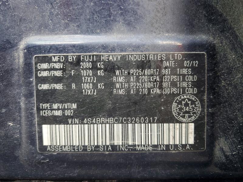 Продаж на аукціоні авто 2012 Subaru Outback, vin: 4S4BRHBC7C3260317, номер лоту: 65880336