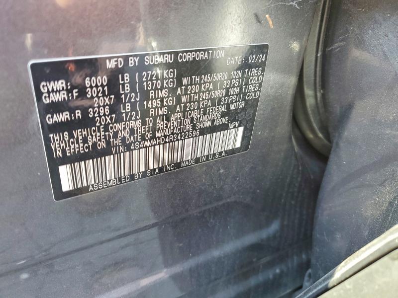 64541856 :رقم المزاد ، 4S4WMAHD4R3422596 vin ، 2024 Subaru Ascent مزاد بيع
