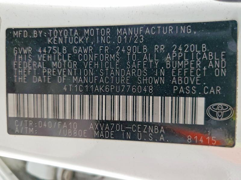 Aukcja sprzedaży 2023 Toyota Camry, vin: 4T1C11AK6PU776048, numer aukcji: 64243596