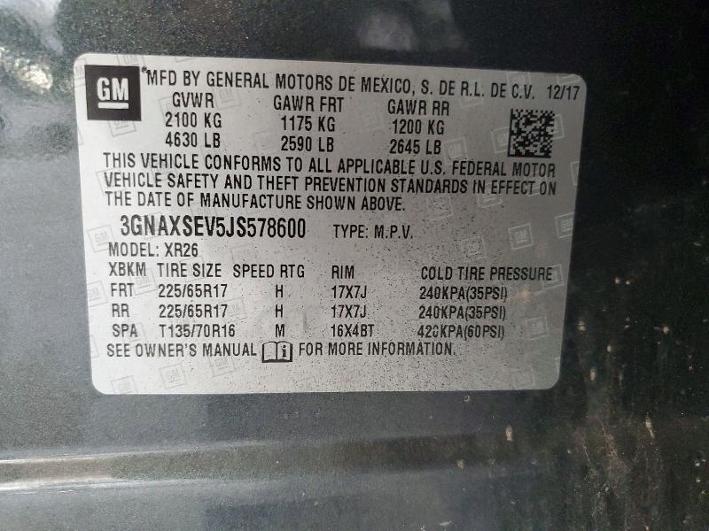 Продаж на аукціоні авто 2018 Chevrolet Equinox, vin: 3GNAXSEV5JS578600, номер лоту: 65484626