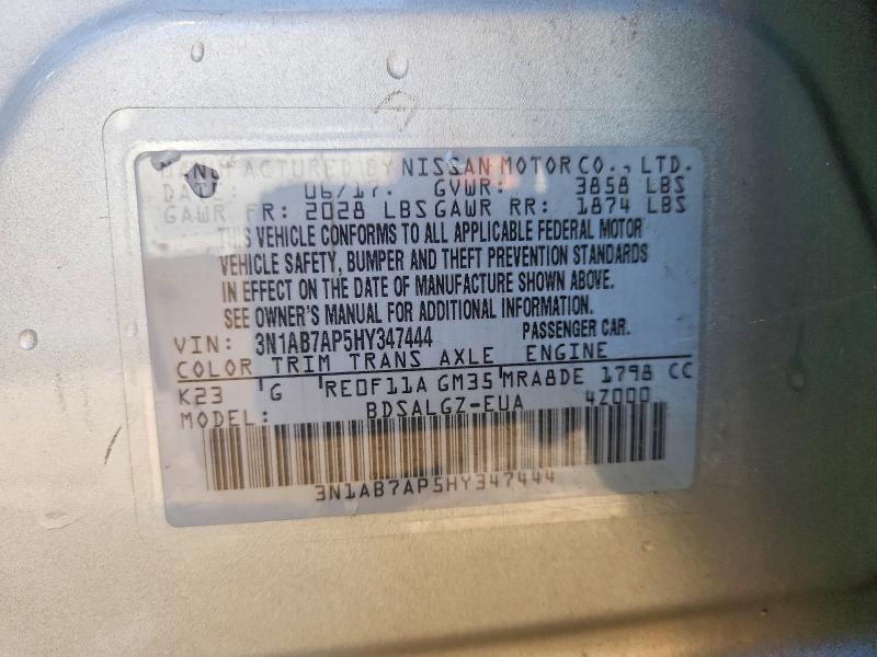 Продажа на аукционе авто 2017 Nissan Sentra, vin: 3N1AB7AP5HY347444, номер лота: 66736896