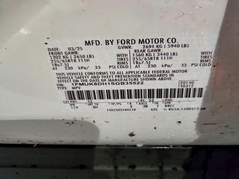 63582386 :رقم المزاد ، 1FMUK8DH1SGB35522 vin ، 2025 Ford Explorer مزاد بيع