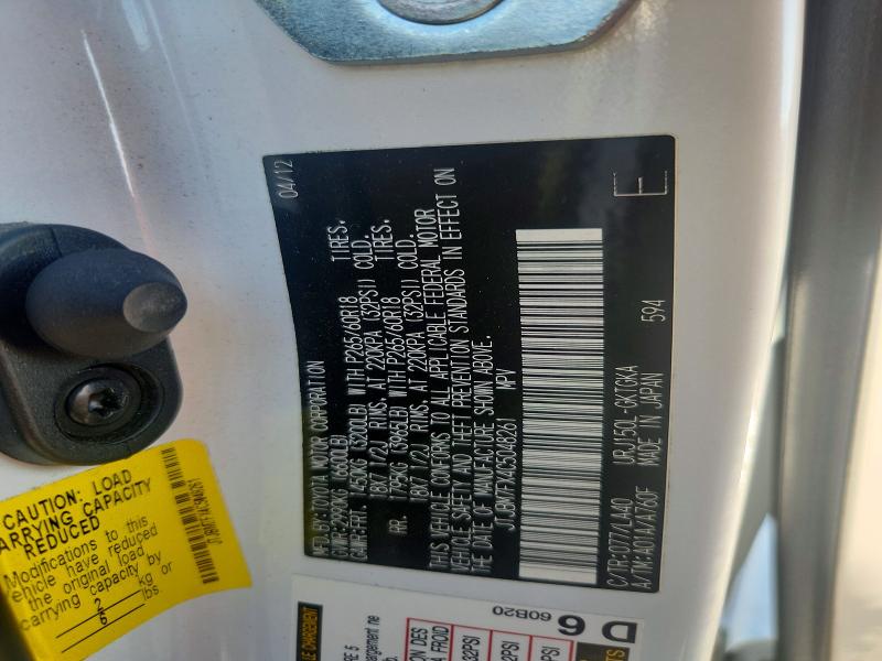65485976 :رقم المزاد ، JTJBM7FX4C5048261 vin ، 2012 Lexus Gx مزاد بيع