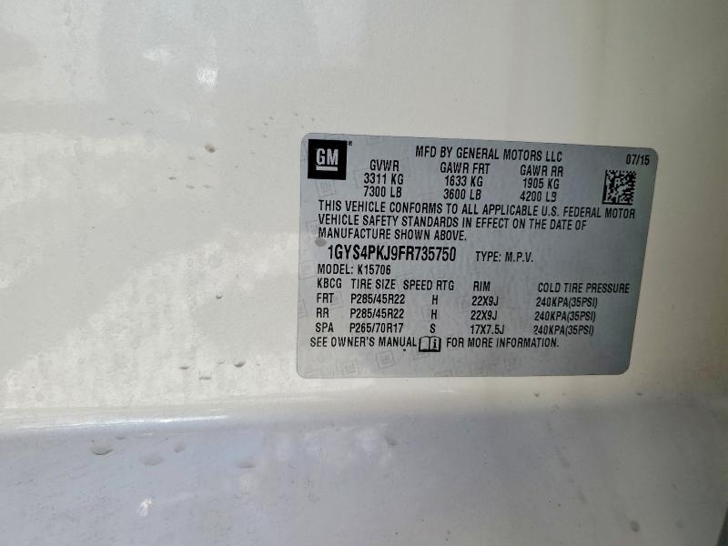 Aukcja sprzedaży 2015 Cadillac Escalade, vin: 1GYS4PKJ9FR735750, numer aukcji: 63799446