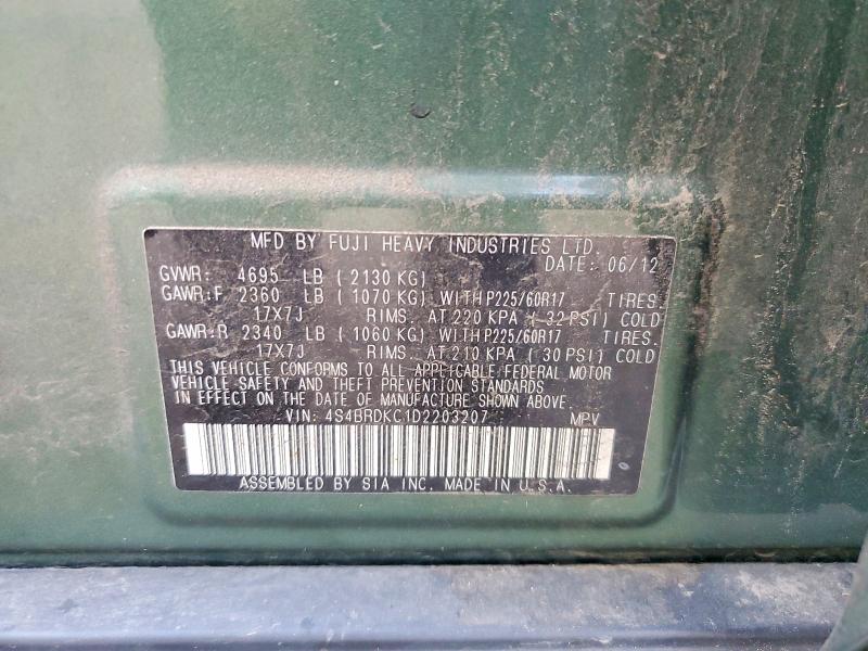 Aukcja sprzedaży 2013 Subaru Outback, vin: 4S4BRDKC1D2203207, numer aukcji: 65202386