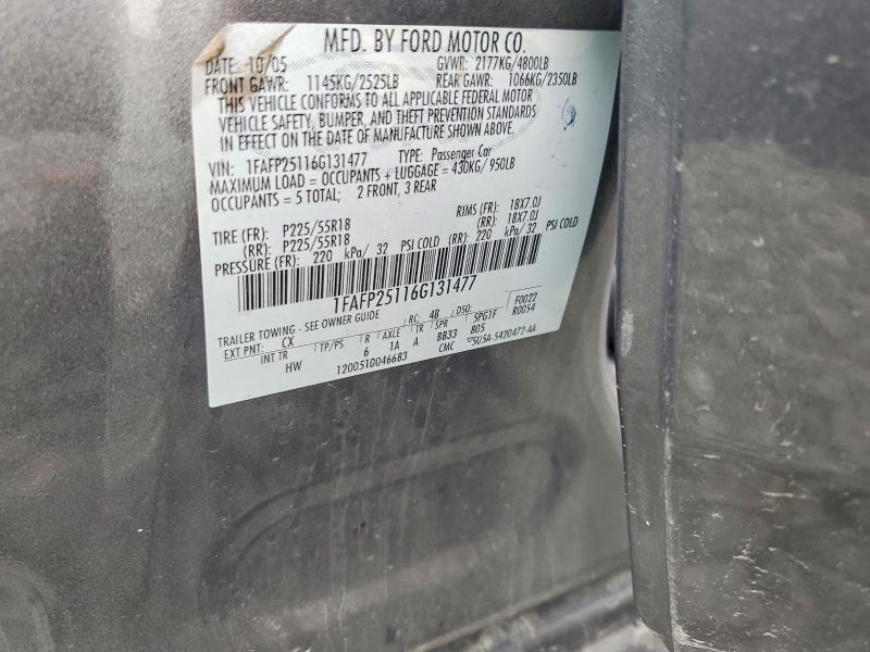 64538886 :رقم المزاد ، 1FAFP25116G131477 vin ، 2006 Ford Five Hundred مزاد بيع