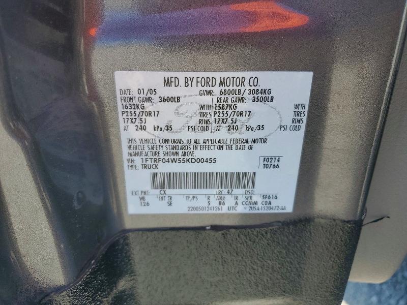 Продаж на аукціоні авто 2005 Ford F150, vin: 1FTRF04W55KD00455, номер лоту: 63819196