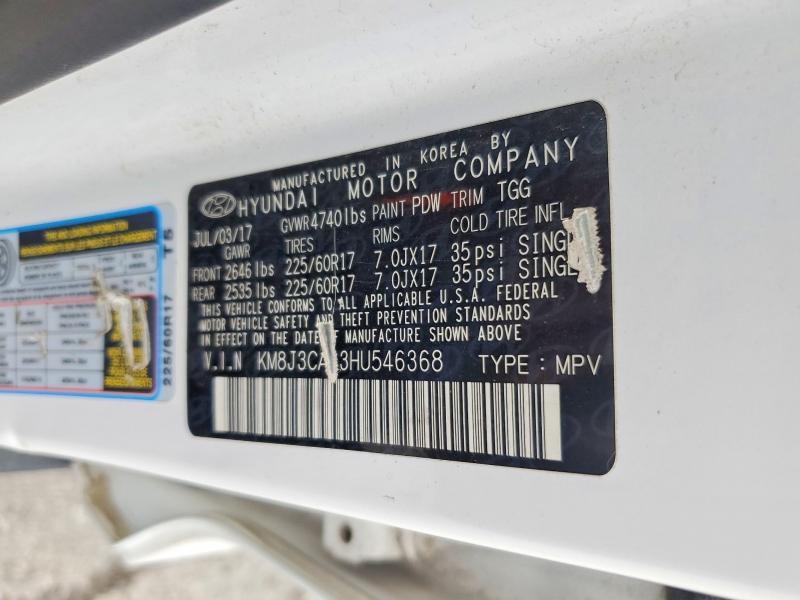 2017 Hyundai Tucson მანქანა იყიდება აუქციონზე, vin: KM8J3CA43HU546368, აუქციონის ნომერი: 64696646