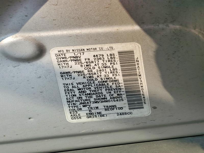 Продаж на аукціоні авто 2017 Nissan Rogue, vin: JN8AT2MV3HW015425, номер лоту: 64307396