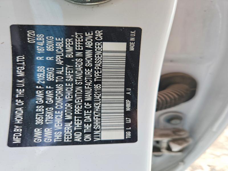 Aukcja sprzedaży 2020 Honda Civic, vin: SHHFK7H43LU421185, numer aukcji: 64743516