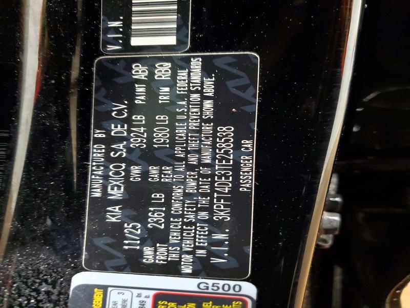 67015926 :رقم المزاد ، 3KPFT4DE3TE258538 vin ، 2026 Kia K4 مزاد بيع
