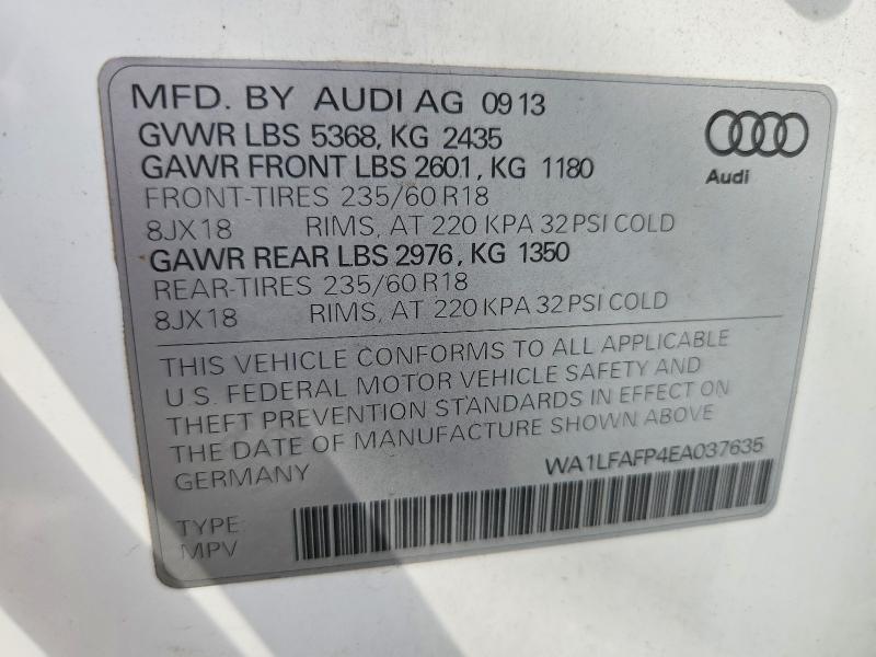 Aukcja sprzedaży 2014 Audi Q5, vin: WA1LFAFP4EA037635, numer aukcji: 64546126