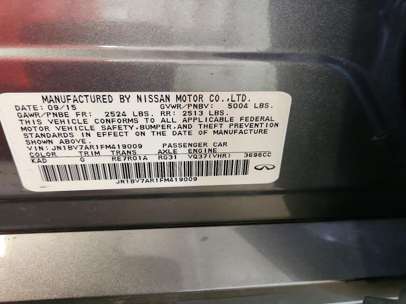 Продажа на аукционе авто 2015 Infiniti Q50, vin: JN1BV7AR1FM419009, номер лота: 63793936