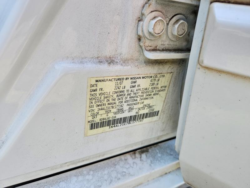 2008 Nissan Altima მანქანა იყიდება აუქციონზე, vin: 1N4AL21E78C177162, აუქციონის ნომერი: 66996716