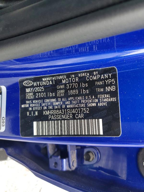 67147776 :رقم المزاد ، KMHRB8A31SU401752 vin ، 2025 Hyundai Venue مزاد بيع