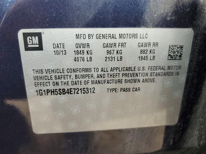 66033406 :رقم المزاد ، 1G1PH5SB4E7215312 vin ، 2014 Chevrolet Cruze مزاد بيع