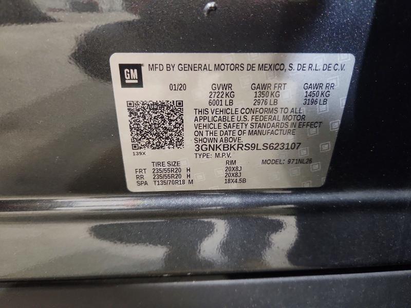 Aukcja sprzedaży 2020 Chevrolet Blazer, vin: 3GNKBKRS9LS623107, numer aukcji: 65556246