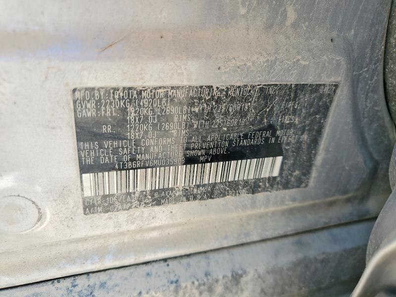65195136 :رقم المزاد ، 4T3B6RFV6MU035903 vin ، 2021 Toyota Rav4 Hybrid مزاد بيع
