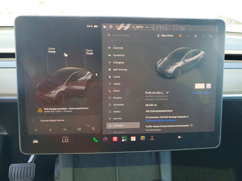 Продаж на аукціоні авто 2022 Tesla Model Y, vin: 7SAYGAEE6NF574137, номер лоту: 66384846
