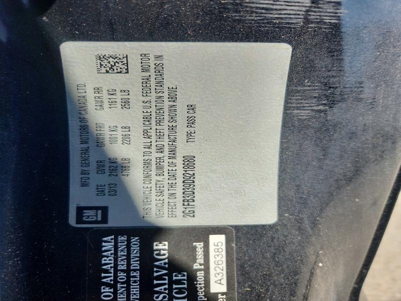 65497566 :رقم المزاد ، 2G1FB3D39D9218680 vin ، 2013 Chevrolet Camaro مزاد بيع